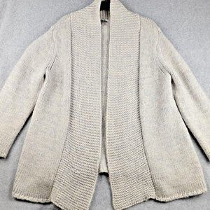 J Jill Sweater Open Cardigan Womens Large Gray Shawl Collar Chunky Alpaca Blend